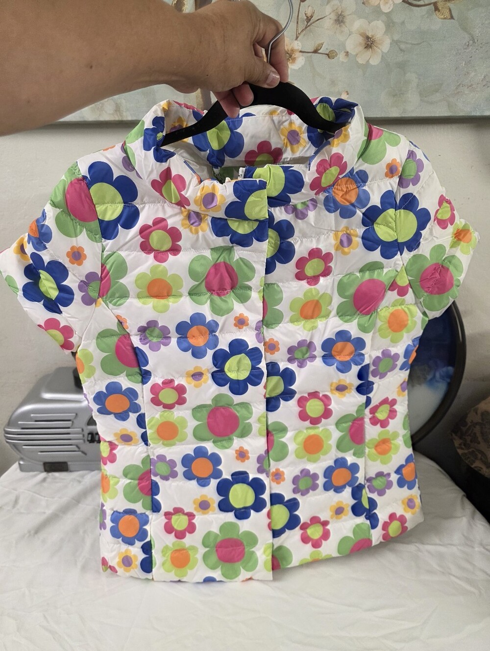 My Anorak retro floral puffer vest / short-sleeve jacket  Size S.